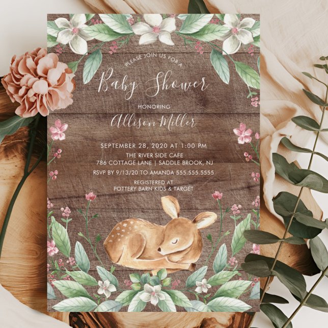 Invitación a Baby Shower neutra de ciervo dulce rú (Subido por el creador)