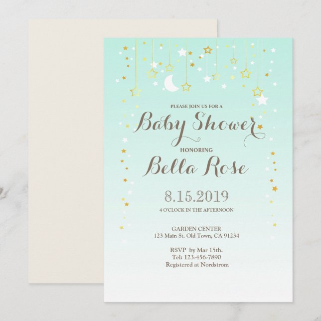 Invitación a Baby Shower neutra de género de la es (Anverso / Reverso)