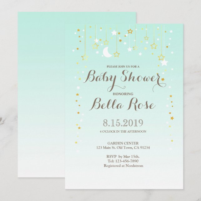 Invitación a Baby Shower neutra de género de la es (Anverso / Reverso)