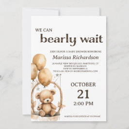 Invitación a Baby Shower neutra de Teddy Bear Gend