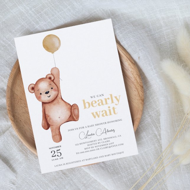 Invitación a Baby Shower neutra de Teddy Bear Gend (Subido por el creador)