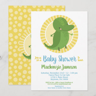 Invitación a Baby Shower neutra del cocodrilo del