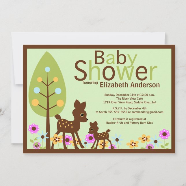 Invitación a Baby Shower neutra para beer venado (Anverso)