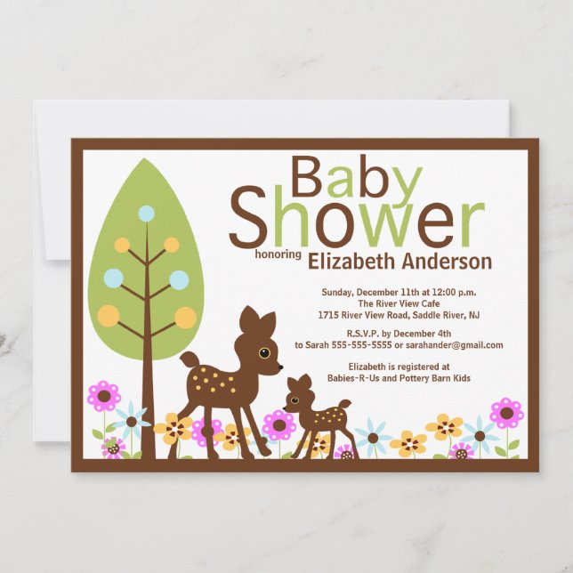 Invitación a Baby Shower neutra para beer venado (Anverso)