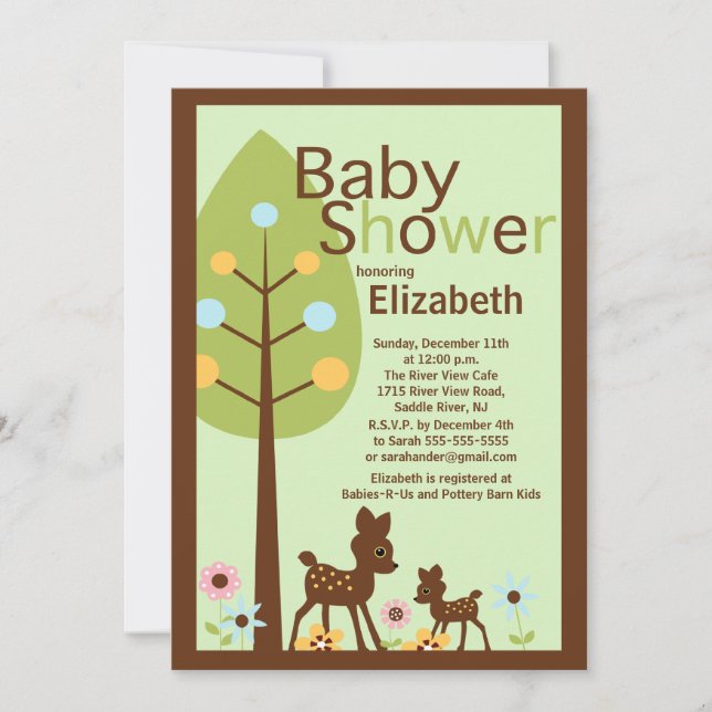 Invitación a Baby Shower neutra para beer venado (Anverso)