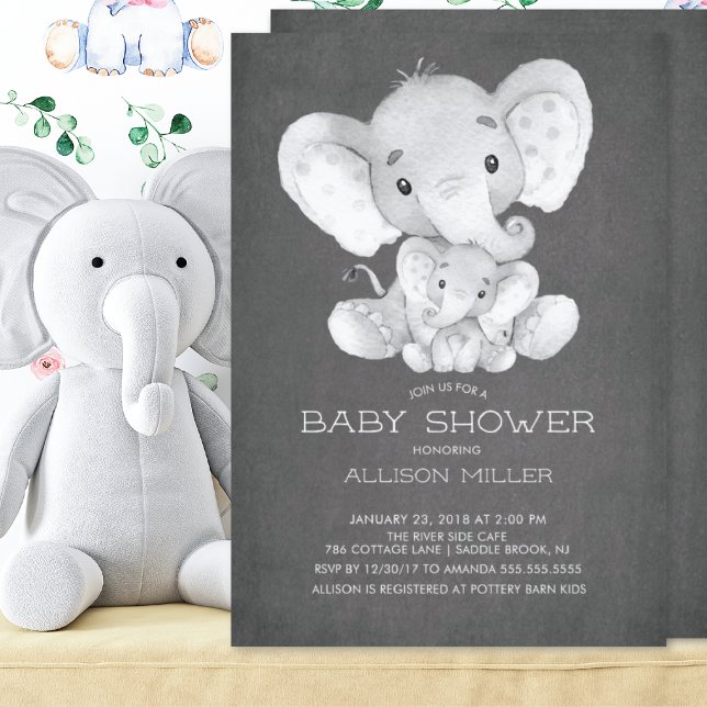 Invitación a Baby Shower neutra para Elefantes de  (Subido por el creador)