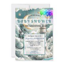 Invitación a Baby Shower neutra por género aventur