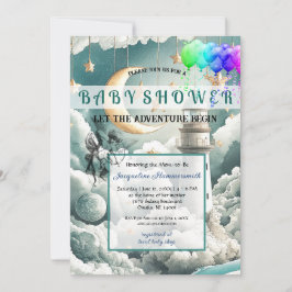 Invitación a Baby Shower neutra por género aventur