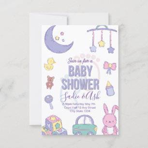 Invitación a Baby Shower neutra por género de los 