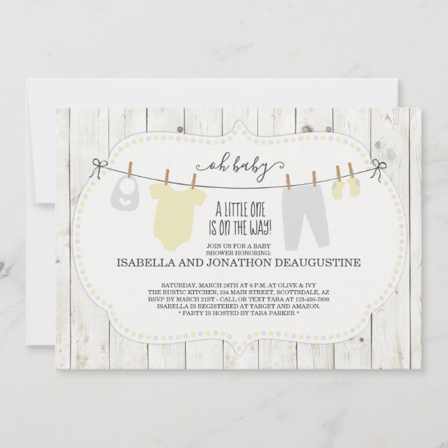 Invitación a Baby Shower neutra por género ruso (Anverso)