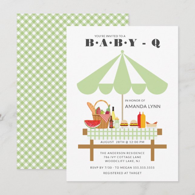 Invitación a Baby Shower neutral de Baby Q (Anverso / Reverso)