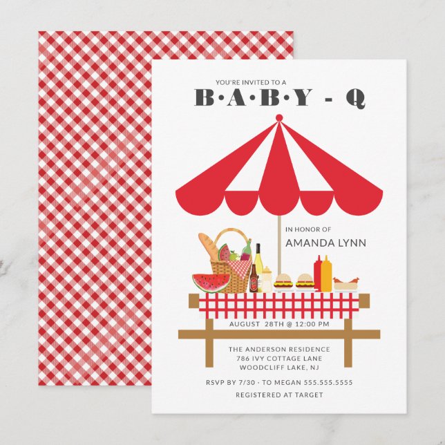 Invitación a Baby Shower neutral de Baby Q (Anverso / Reverso)