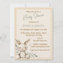Invitación a Baby Shower Neutral de Boho Bunny