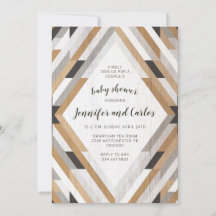 Invitación a Baby Shower neutral de Boho Woodgrain