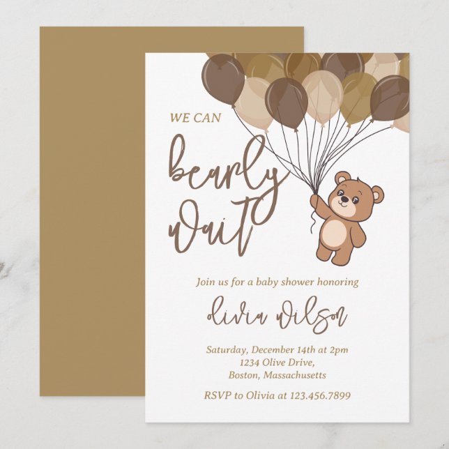 Invitación a Baby Shower neutral de espera tempran (Anverso / Reverso)