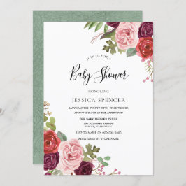 Invitación a Baby Shower neutral de flores de fábr