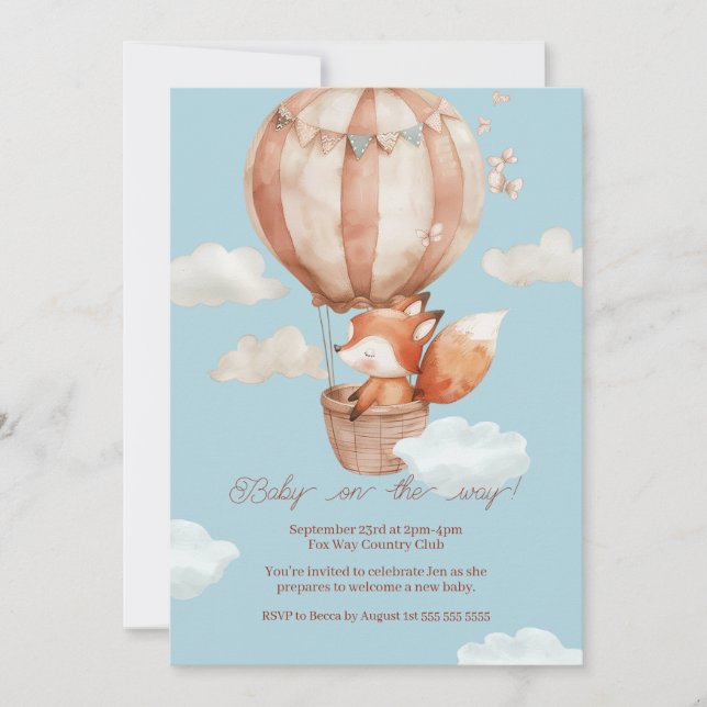 Invitación a Baby Shower neutral de género (Anverso)