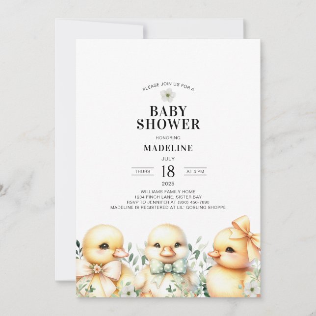 Invitación a Baby Shower neutral de género (Anverso)