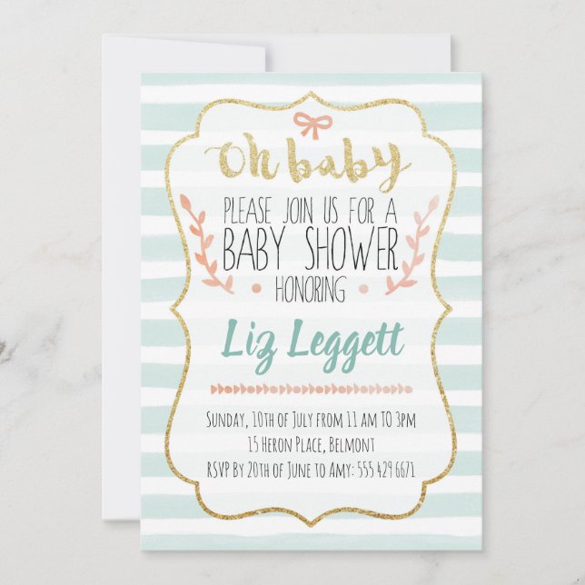 Invitación a Baby Shower neutral de género (Anverso)