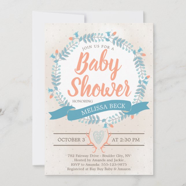 Invitación a Baby Shower neutral de género (Anverso)