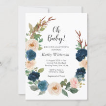 Invitación a Baby Shower neutral de género azul de