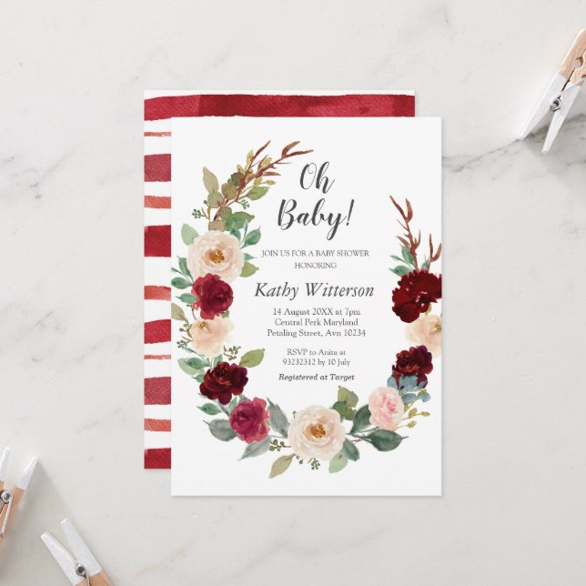 Invitación a Baby Shower neutral de género de marf (Anverso/Reverso In Situ)