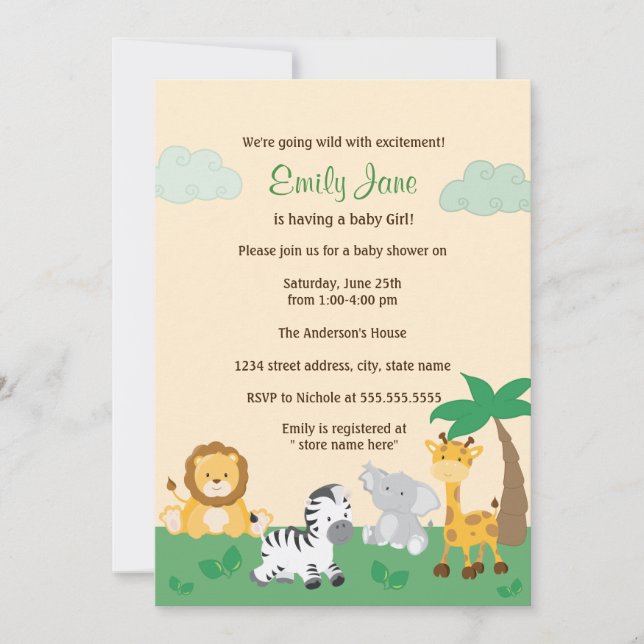 Invitación a Baby Shower neutral de género en la j (Anverso)
