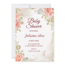 Invitación a Baby Shower neutral de género floral