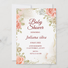 Invitación a Baby Shower neutral de género floral