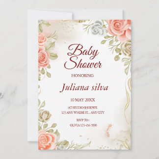Invitación a Baby Shower neutral de género floral