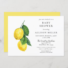 Invitación a Baby Shower neutral de género limón