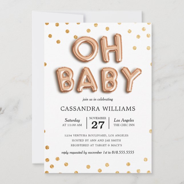 Invitación a Baby Shower neutral de género "Oh beb (Anverso)