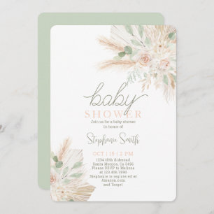 Invitación a Baby Shower neutral de género verde s