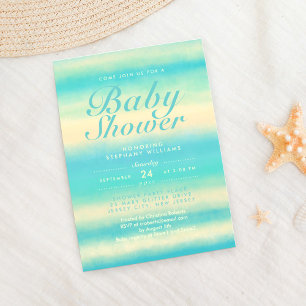 Invitación a Baby Shower Neutral de la playa turqu