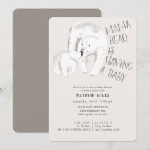 Invitación a Baby Shower neutral de Mama Bear Taup