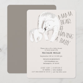 Invitación a Baby Shower neutral de Mama Bear Taup