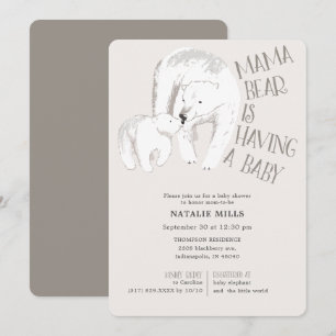 Invitación a Baby Shower neutral de Mama Bear Taup