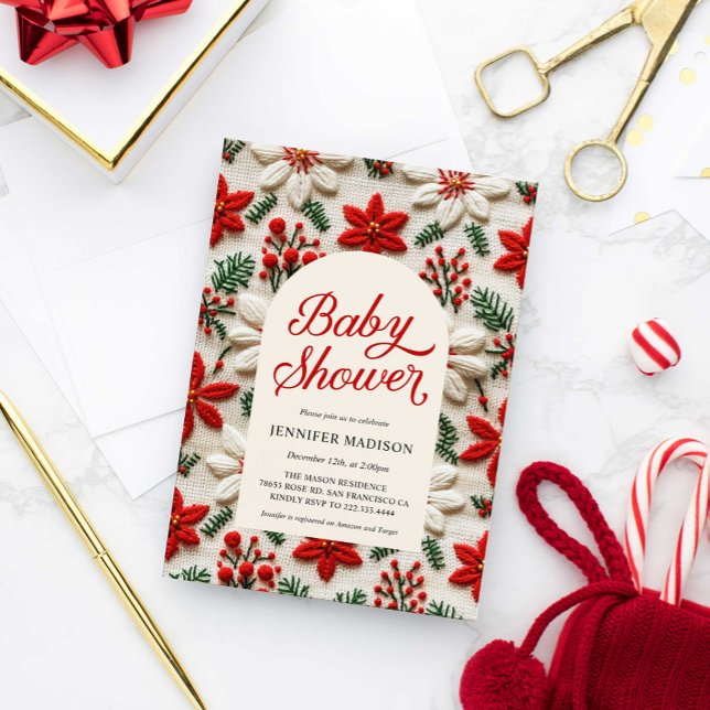 Invitación a Baby Shower neutral de navidades (Festive Christmas Baby Shower Invitation)