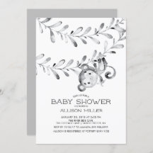 Invitación a Baby Shower Neutral de pequeños monos