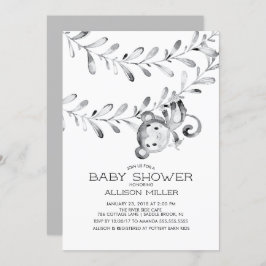 Invitación a Baby Shower Neutral de pequeños monos