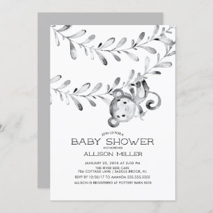 Invitación a Baby Shower Neutral de pequeños monos