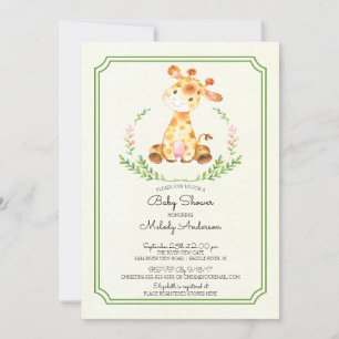 Invitación a Baby Shower neutral de Sweet Giraffe