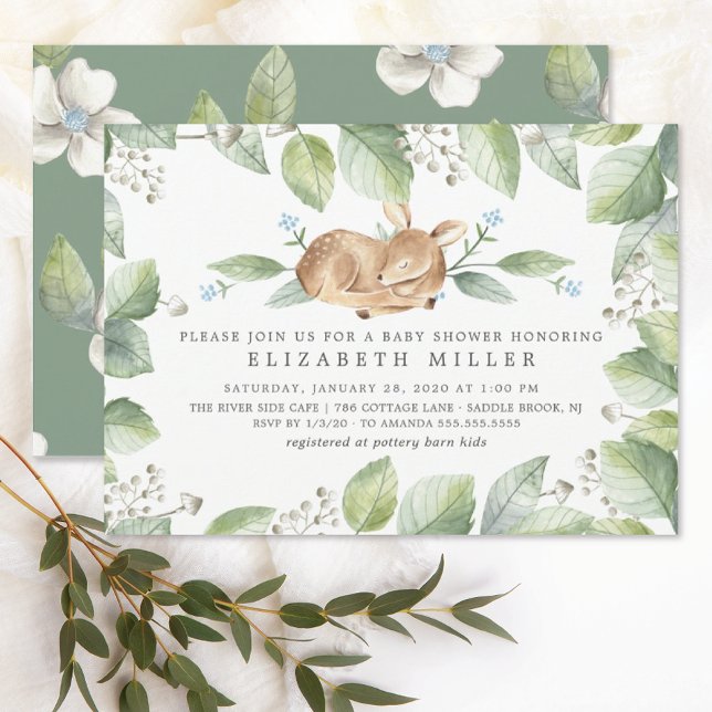 Invitación a Baby Shower neutral de venado dulce (Subido por el creador)