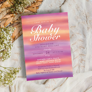 Invitación a Baby Shower neutral de verano rosa