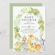 Invitación a Baby Shower neutral del Safari de la