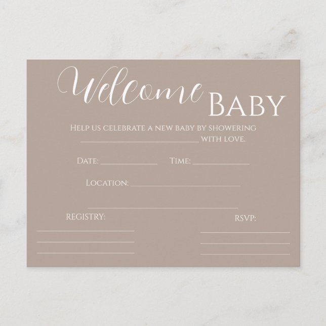 Invitación a Baby Shower neutral en cuanto a géner (Anverso)