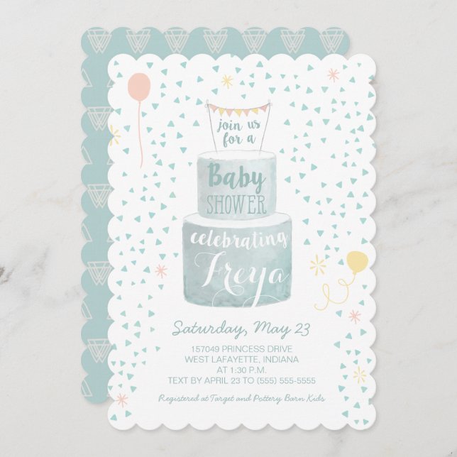 Invitación a Baby Shower neutral en cuanto a géner (Anverso / Reverso)