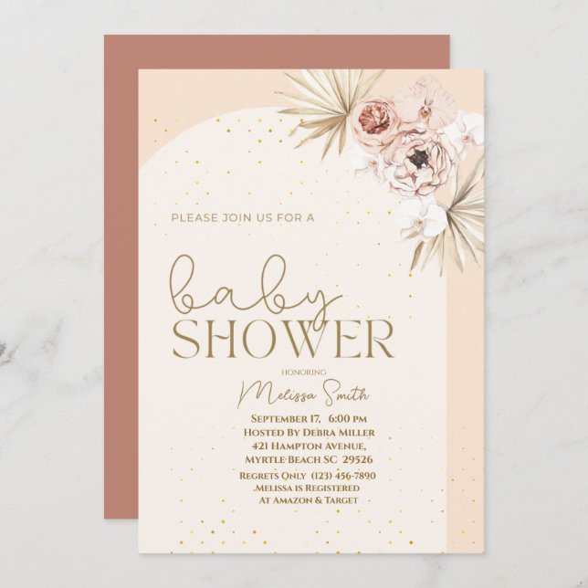 Invitación a Baby Shower neutral en cuanto al géne (Anverso / Reverso)