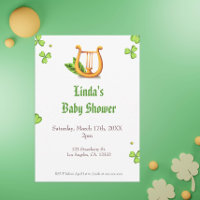 Invitación a Baby Shower neutral irlandesa de Harp