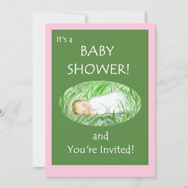 Invitación a Baby Shower - Niña bebé (Anverso)
